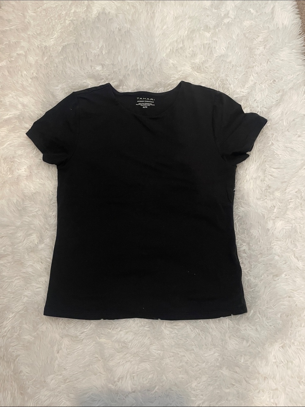 Tahari Black Short Sleeve Crew Tee
